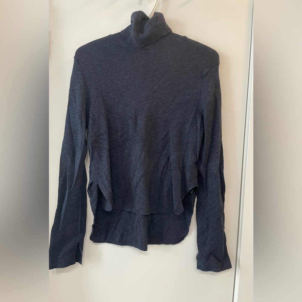 Zara Navy Knit Side Split Turtleneck - size S